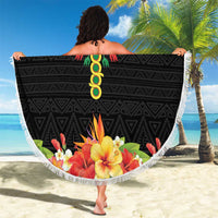 Hibiscus Mix Dashiki African Pattern Beach Blanket Adinkra Symbol - Wonder Print Shop