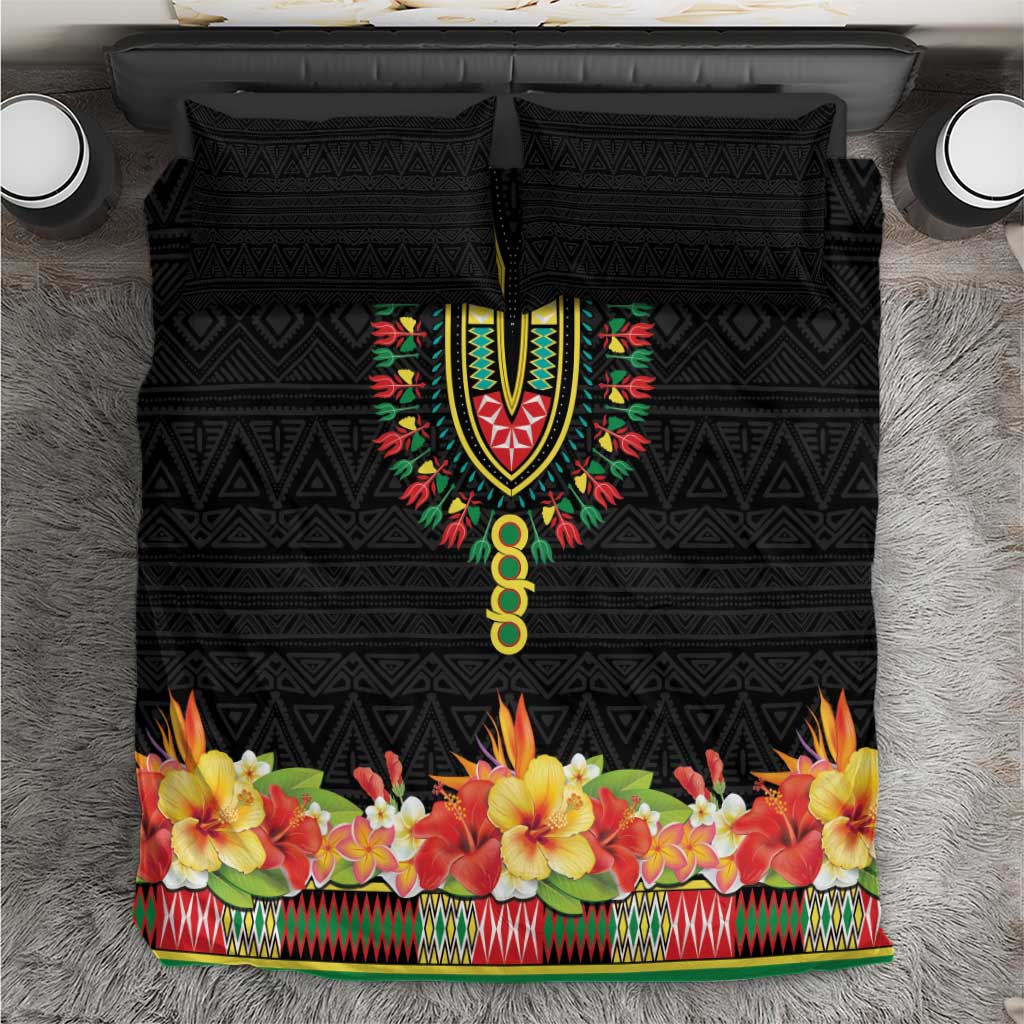 Hibiscus Mix Dashiki African Pattern Bedding Set Adinkra Symbol - Wonder Print Shop