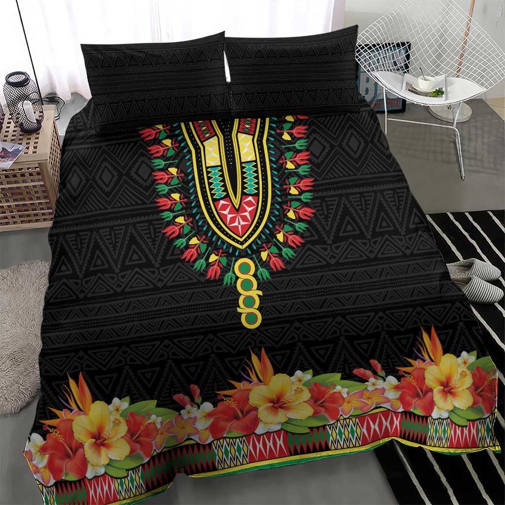 Hibiscus Mix Dashiki African Pattern Bedding Set Adinkra Symbol - Wonder Print Shop