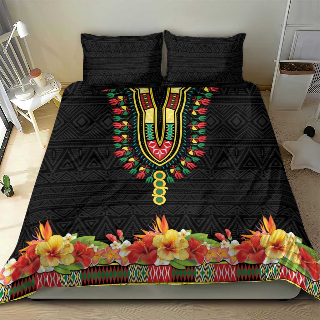 Hibiscus Mix Dashiki African Pattern Bedding Set Adinkra Symbol - Wonder Print Shop