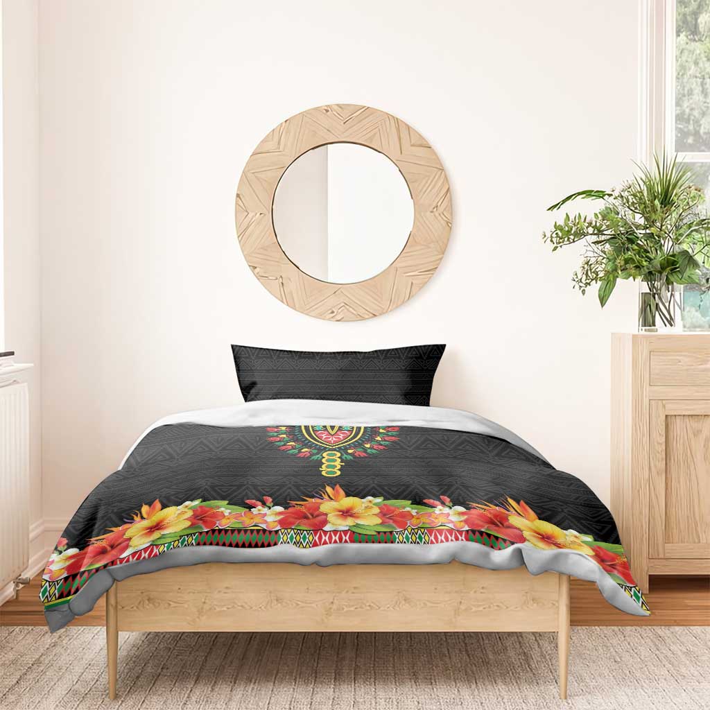 Hibiscus Mix Dashiki African Pattern Bedding Set Adinkra Symbol - Wonder Print Shop