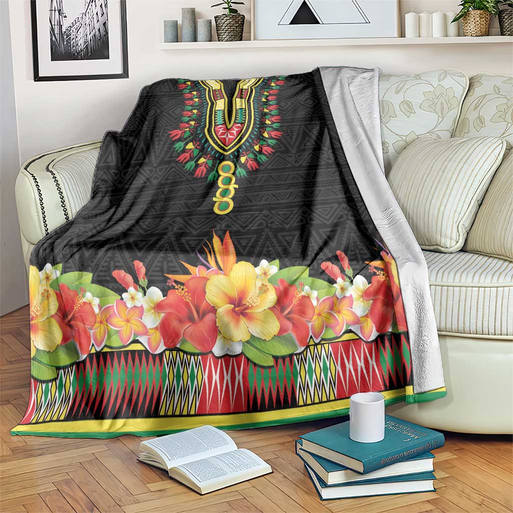 Hibiscus Mix Dashiki African Pattern Blanket Adinkra Symbol - Wonder Print Shop