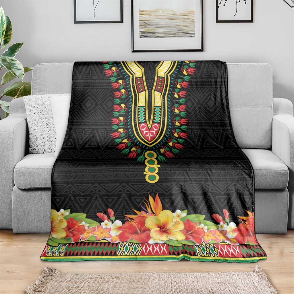 Hibiscus Mix Dashiki African Pattern Blanket Adinkra Symbol - Wonder Print Shop