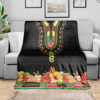 Hibiscus Mix Dashiki African Pattern Blanket Adinkra Symbol - Wonder Print Shop