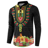Personalized Hibiscus Mix Dashiki African Pattern Button Sweatshirt Adinkra Symbol - Wonder Print Shop