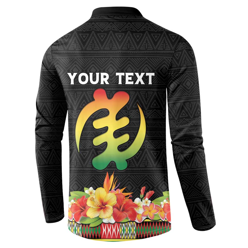 Personalized Hibiscus Mix Dashiki African Pattern Button Sweatshirt Adinkra Symbol - Wonder Print Shop