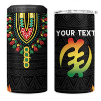 Personalized Hibiscus Mix Dashiki African Pattern 4 in 1 Can Cooler Tumbler Adinkra Symbol - Wonder Print Shop