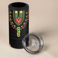 Personalized Hibiscus Mix Dashiki African Pattern 4 in 1 Can Cooler Tumbler Adinkra Symbol - Wonder Print Shop