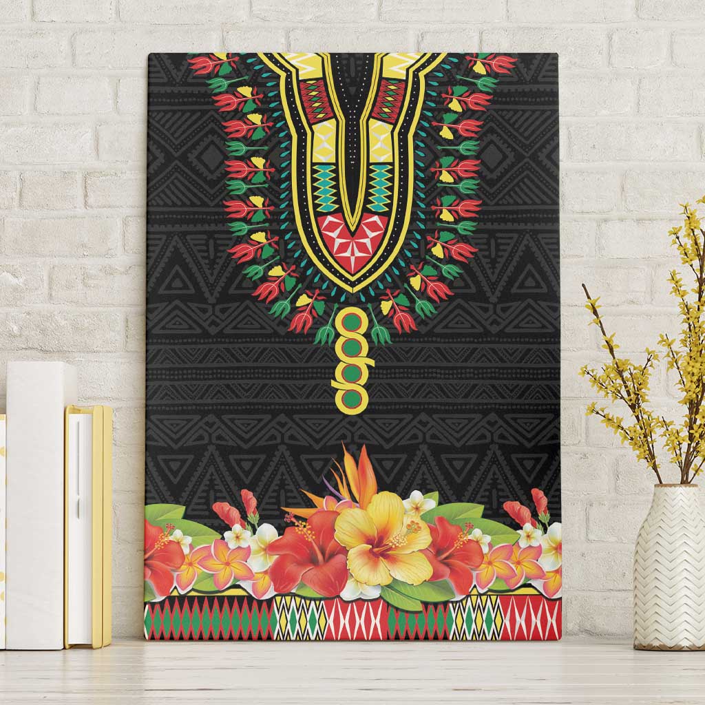 Hibiscus Mix Dashiki African Pattern Canvas Wall Art Adinkra Symbol - Wonder Print Shop