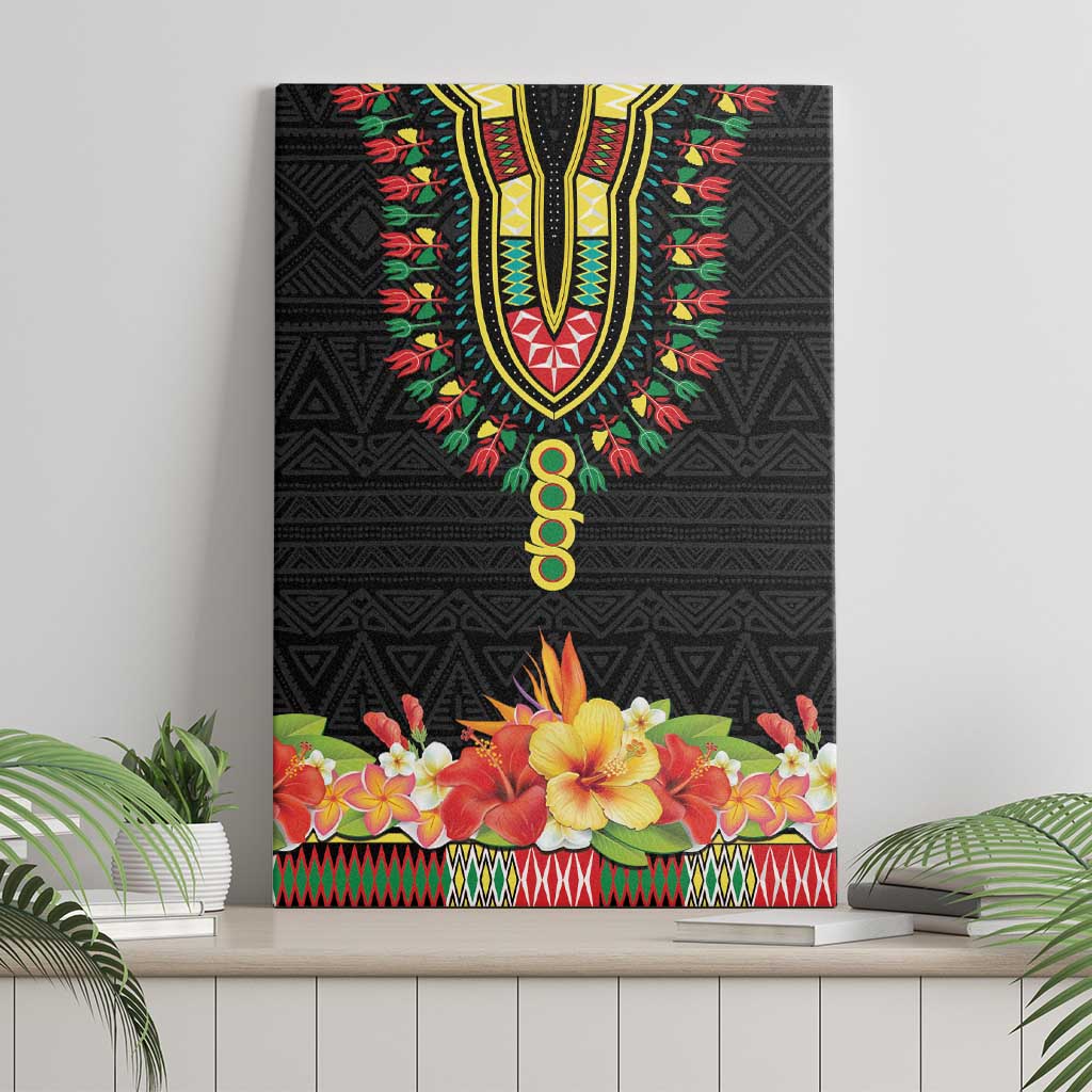 Hibiscus Mix Dashiki African Pattern Canvas Wall Art Adinkra Symbol - Wonder Print Shop