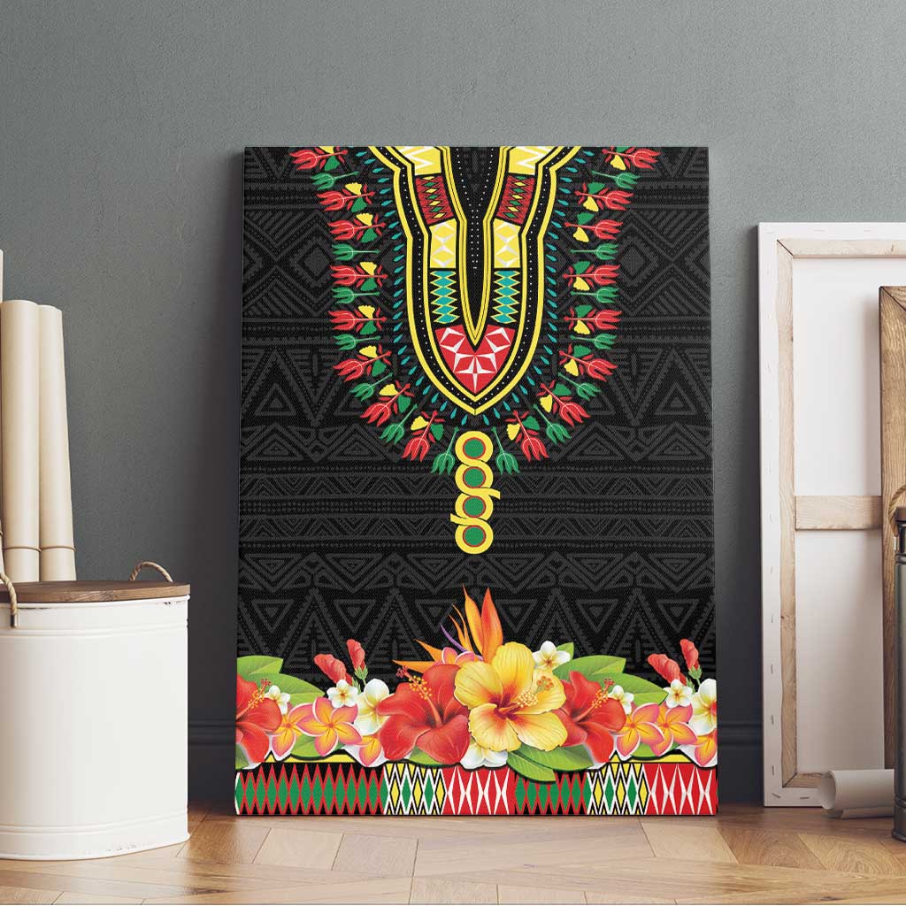 Hibiscus Mix Dashiki African Pattern Canvas Wall Art Adinkra Symbol - Wonder Print Shop
