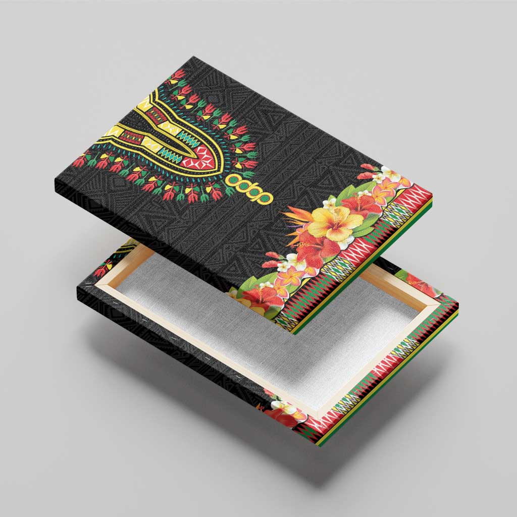 Hibiscus Mix Dashiki African Pattern Canvas Wall Art Adinkra Symbol - Wonder Print Shop
