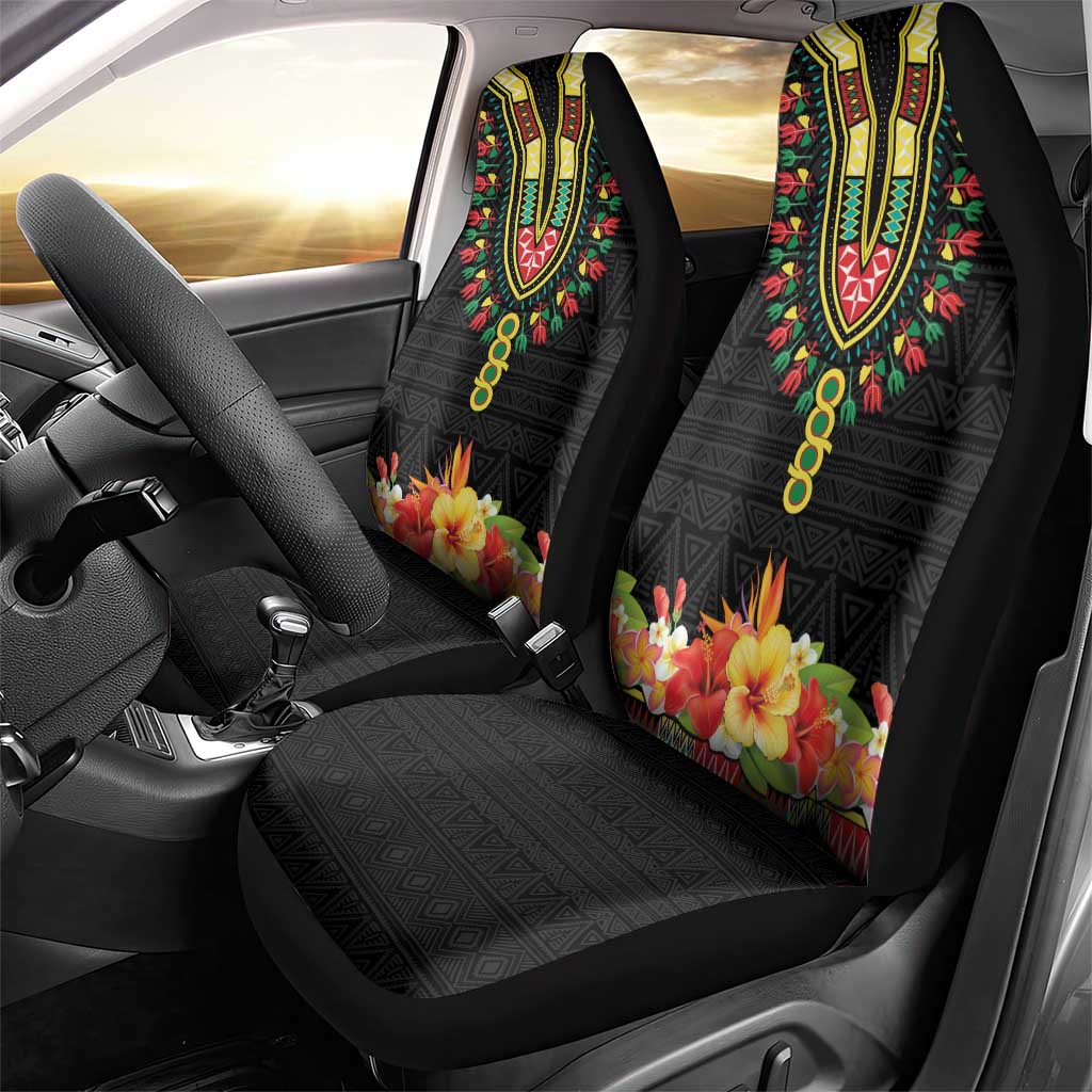 Hibiscus Mix Dashiki African Pattern Car Seat Cover Adinkra Symbol - Wonder Print Shop