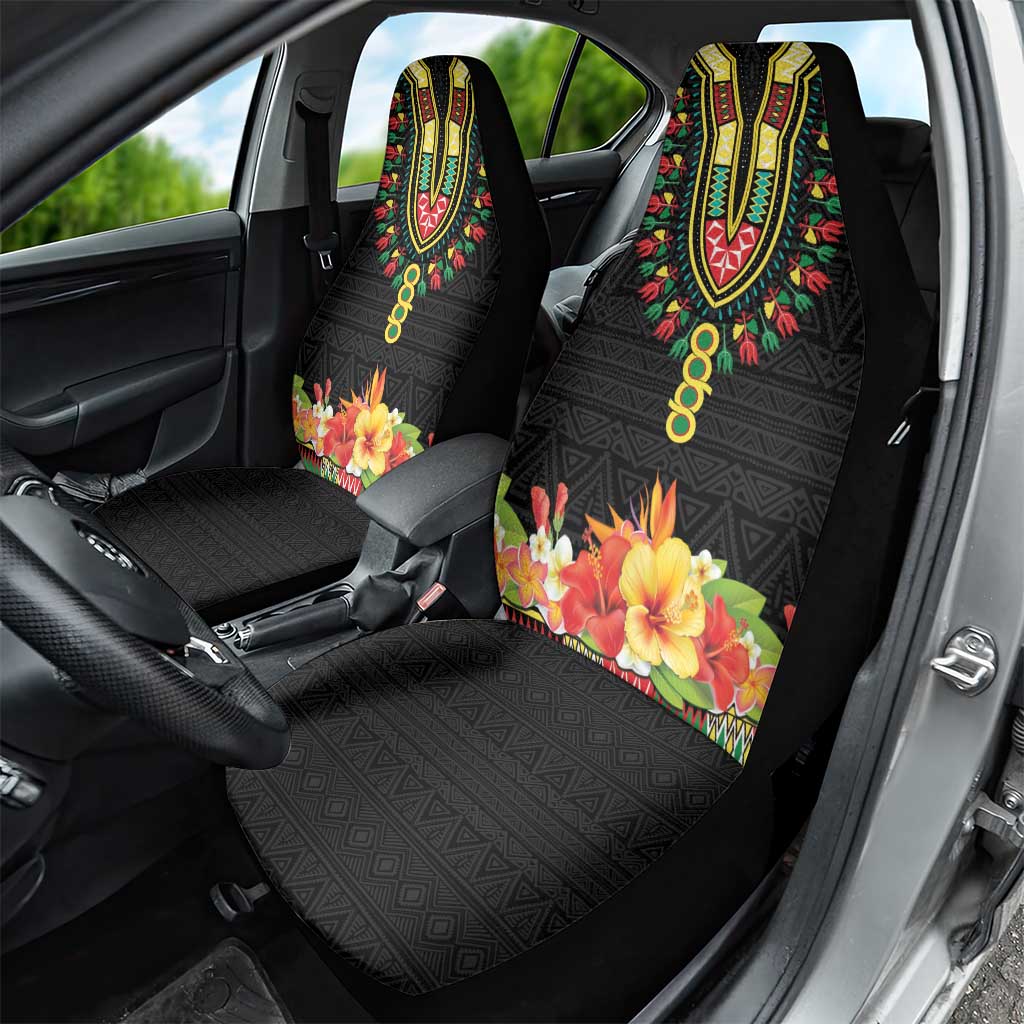 Hibiscus Mix Dashiki African Pattern Car Seat Cover Adinkra Symbol - Wonder Print Shop