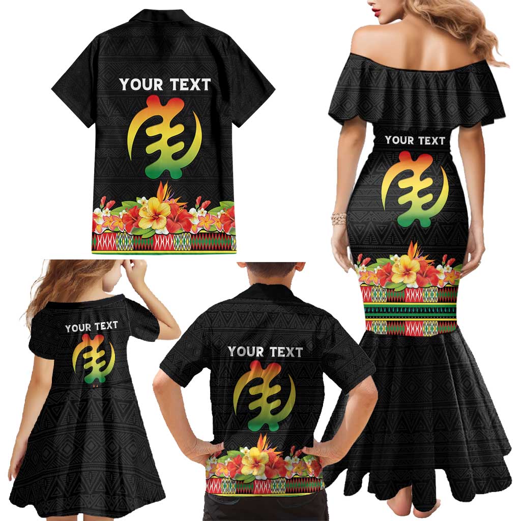 Personalized Hibiscus Mix Dashiki African Pattern Family Matching Mermaid Dress and Hawaiian Shirt Adinkra Symbol - Wonder Print Shop