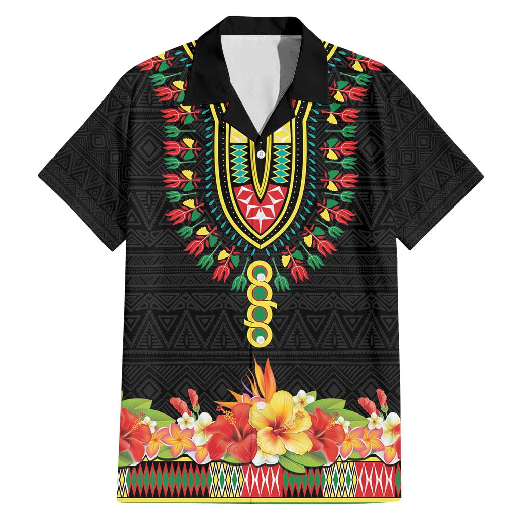 Personalized Hibiscus Mix Dashiki African Pattern Family Matching Mermaid Dress and Hawaiian Shirt Adinkra Symbol - Wonder Print Shop
