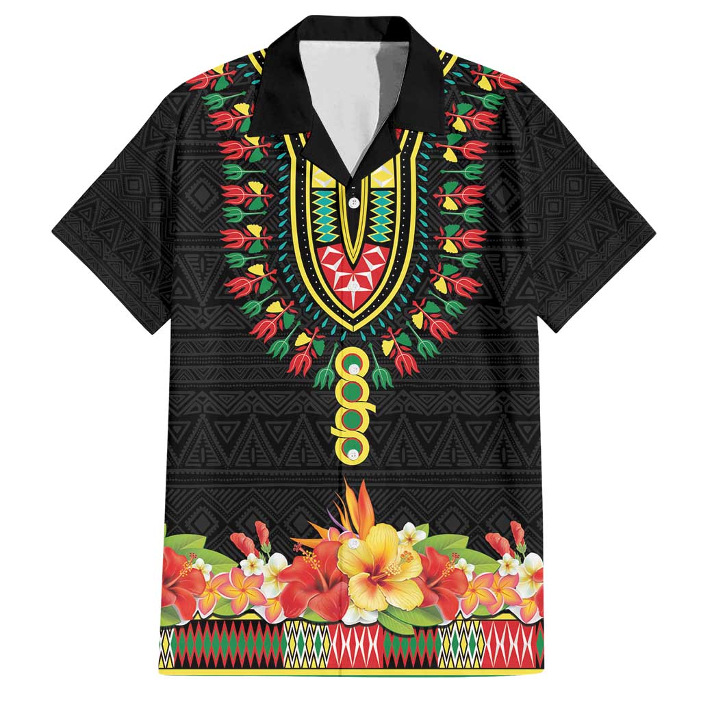 Personalized Hibiscus Mix Dashiki African Pattern Family Matching Off Shoulder Maxi Dress and Hawaiian Shirt Adinkra Symbol - Wonder Print Shop