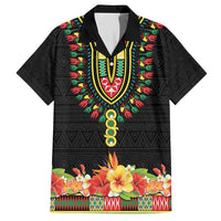 Personalized Hibiscus Mix Dashiki African Pattern Family Matching Short Sleeve Bodycon Dress and Hawaiian Shirt Adinkra Symbol - Wonder Print Shop