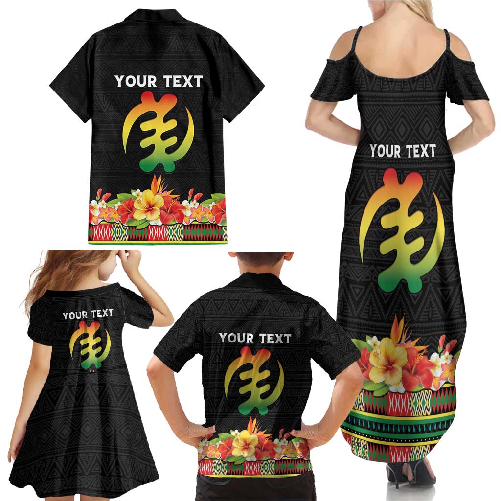 Personalized Hibiscus Mix Dashiki African Pattern Family Matching Summer Maxi Dress and Hawaiian Shirt Adinkra Symbol - Wonder Print Shop