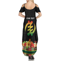 Personalized Hibiscus Mix Dashiki African Pattern Family Matching Summer Maxi Dress and Hawaiian Shirt Adinkra Symbol - Wonder Print Shop