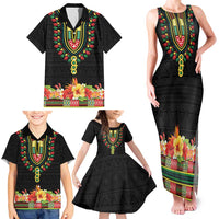 Personalized Hibiscus Mix Dashiki African Pattern Family Matching Tank Maxi Dress and Hawaiian Shirt Adinkra Symbol - Wonder Print Shop