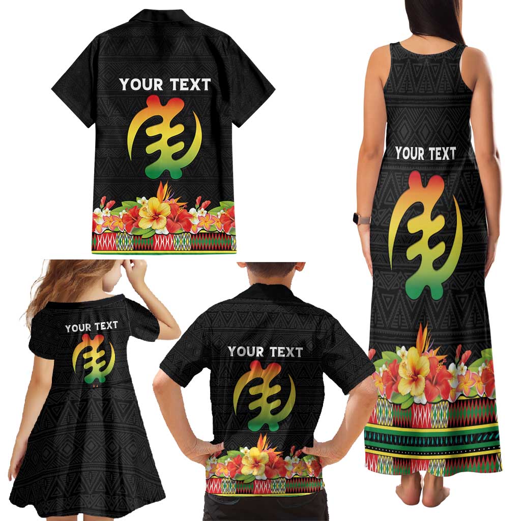 Personalized Hibiscus Mix Dashiki African Pattern Family Matching Tank Maxi Dress and Hawaiian Shirt Adinkra Symbol - Wonder Print Shop