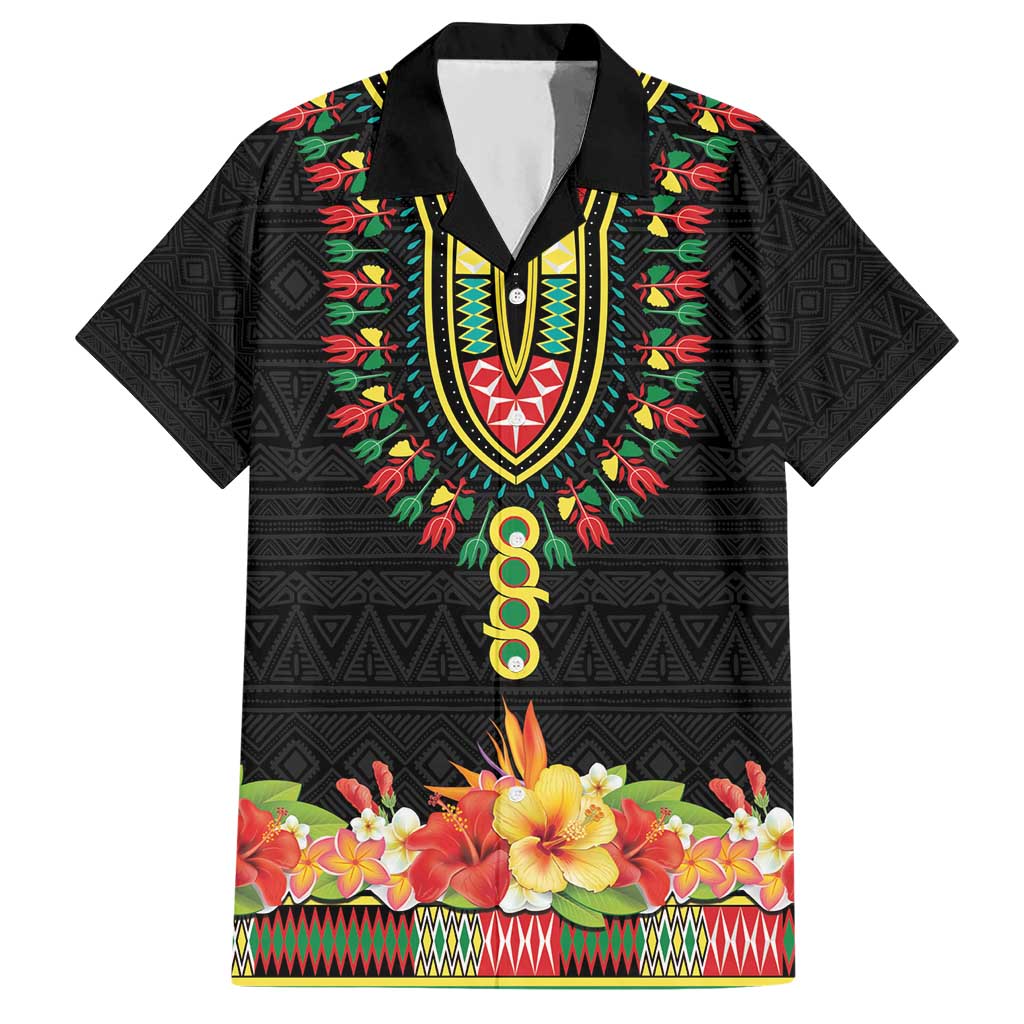 Personalized Hibiscus Mix Dashiki African Pattern Hawaiian Shirt Adinkra Symbol - Wonder Print Shop