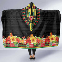 Hibiscus Mix Dashiki African Pattern Hooded Blanket Adinkra Symbol - Wonder Print Shop