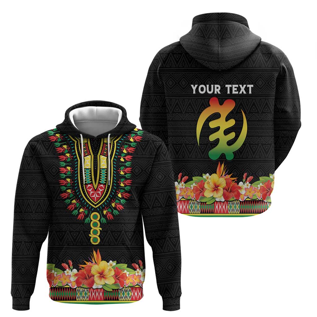 Personalized Hibiscus Mix Dashiki African Pattern Hoodie Adinkra Symbol - Wonder Print Shop