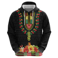 Personalized Hibiscus Mix Dashiki African Pattern Hoodie Adinkra Symbol - Wonder Print Shop
