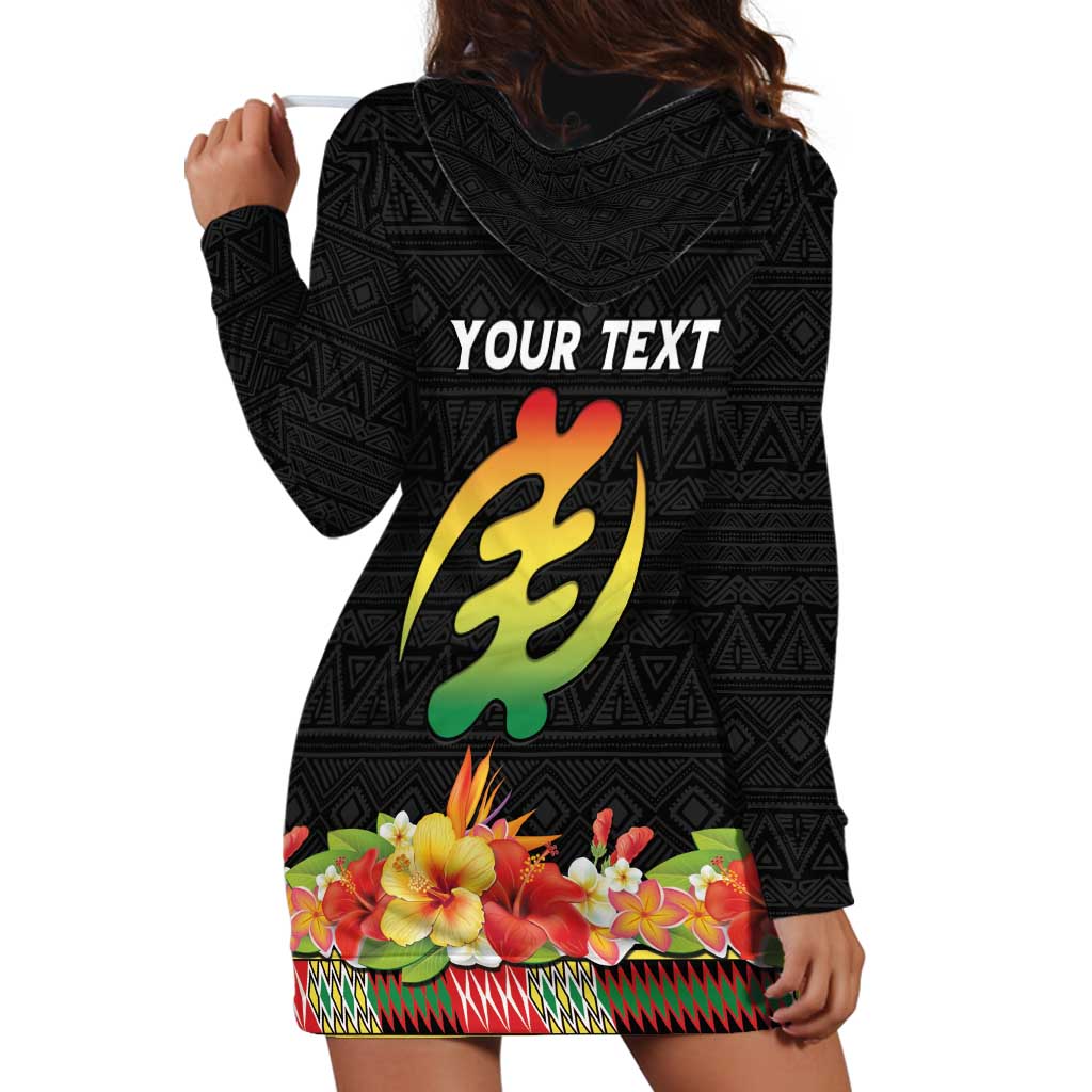 Personalized Hibiscus Mix Dashiki African Pattern Hoodie Dress Adinkra Symbol - Wonder Print Shop