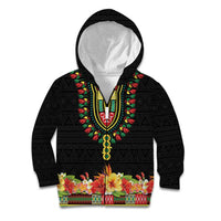 Personalized Hibiscus Mix Dashiki African Pattern Kid Hoodie Adinkra Symbol - Wonder Print Shop