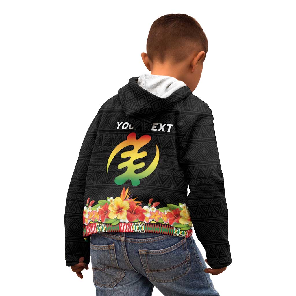 Personalized Hibiscus Mix Dashiki African Pattern Kid Hoodie Adinkra Symbol - Wonder Print Shop