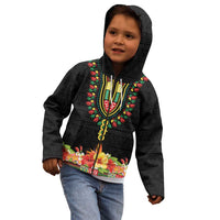 Personalized Hibiscus Mix Dashiki African Pattern Kid Hoodie Adinkra Symbol - Wonder Print Shop