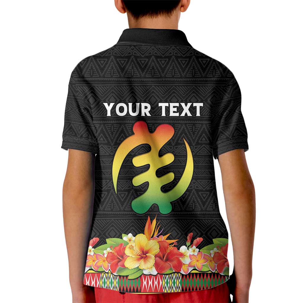 Personalized Hibiscus Mix Dashiki African Pattern Kid Polo Shirt Adinkra Symbol - Wonder Print Shop