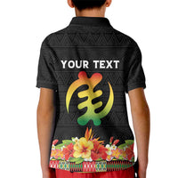 Personalized Hibiscus Mix Dashiki African Pattern Kid Polo Shirt Adinkra Symbol - Wonder Print Shop