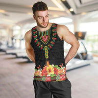 Personalized Hibiscus Mix Dashiki African Pattern Men Tank Top Adinkra Symbol - Wonder Print Shop