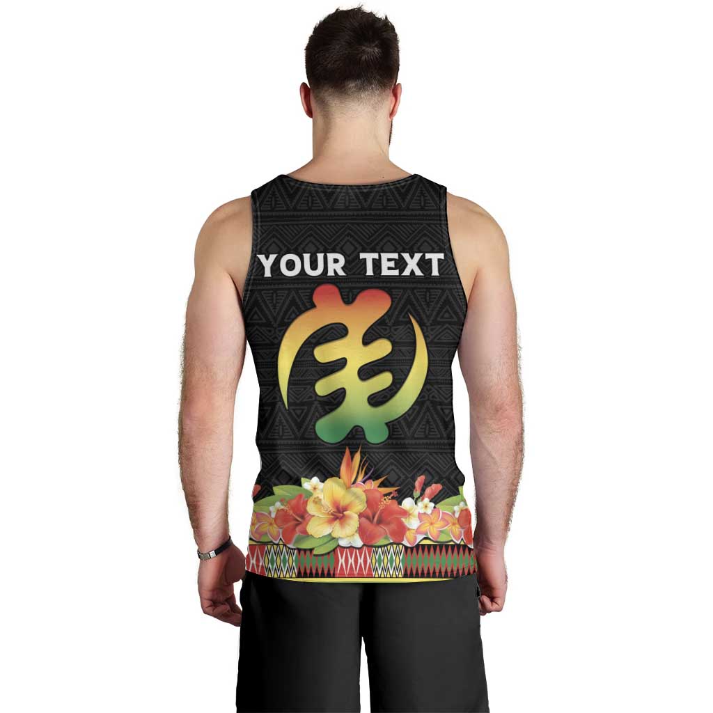 Personalized Hibiscus Mix Dashiki African Pattern Men Tank Top Adinkra Symbol - Wonder Print Shop
