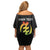 Personalized Hibiscus Mix Dashiki African Pattern Off Shoulder Short Dress Adinkra Symbol - Wonder Print Shop