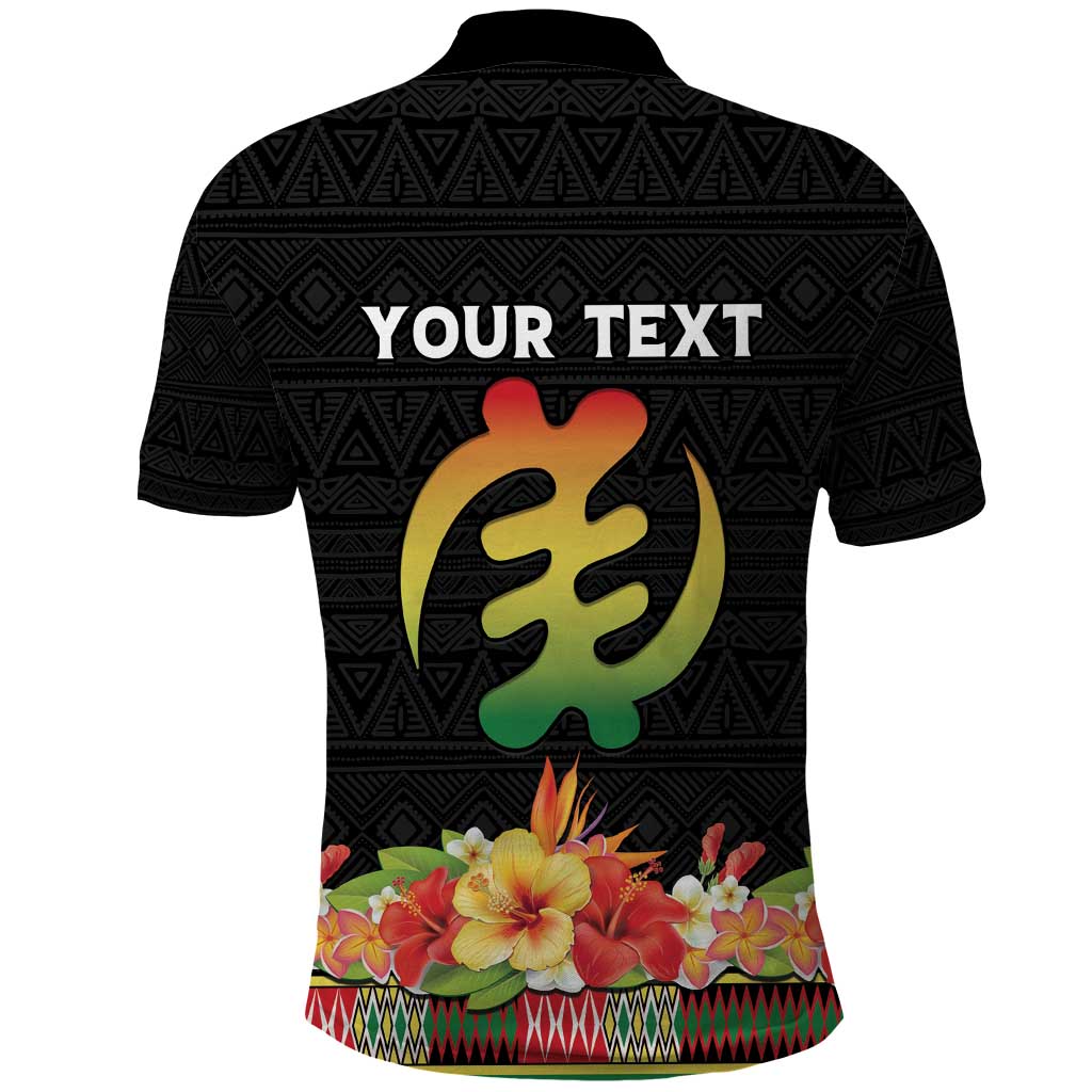 Personalized Hibiscus Mix Dashiki African Pattern Polo Shirt Adinkra Symbol - Wonder Print Shop