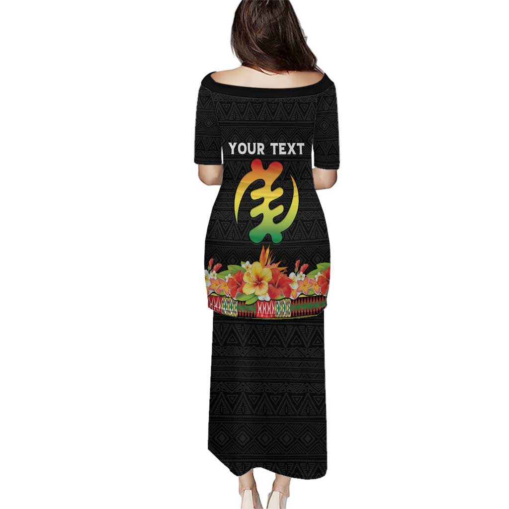 Personalized Hibiscus Mix Dashiki African Pattern Puletasi Adinkra Symbol - Wonder Print Shop