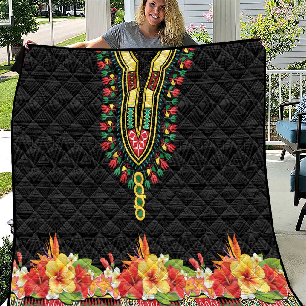 Hibiscus Mix Dashiki African Pattern Quilt Adinkra Symbol - Wonder Print Shop