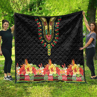 Hibiscus Mix Dashiki African Pattern Quilt Adinkra Symbol - Wonder Print Shop