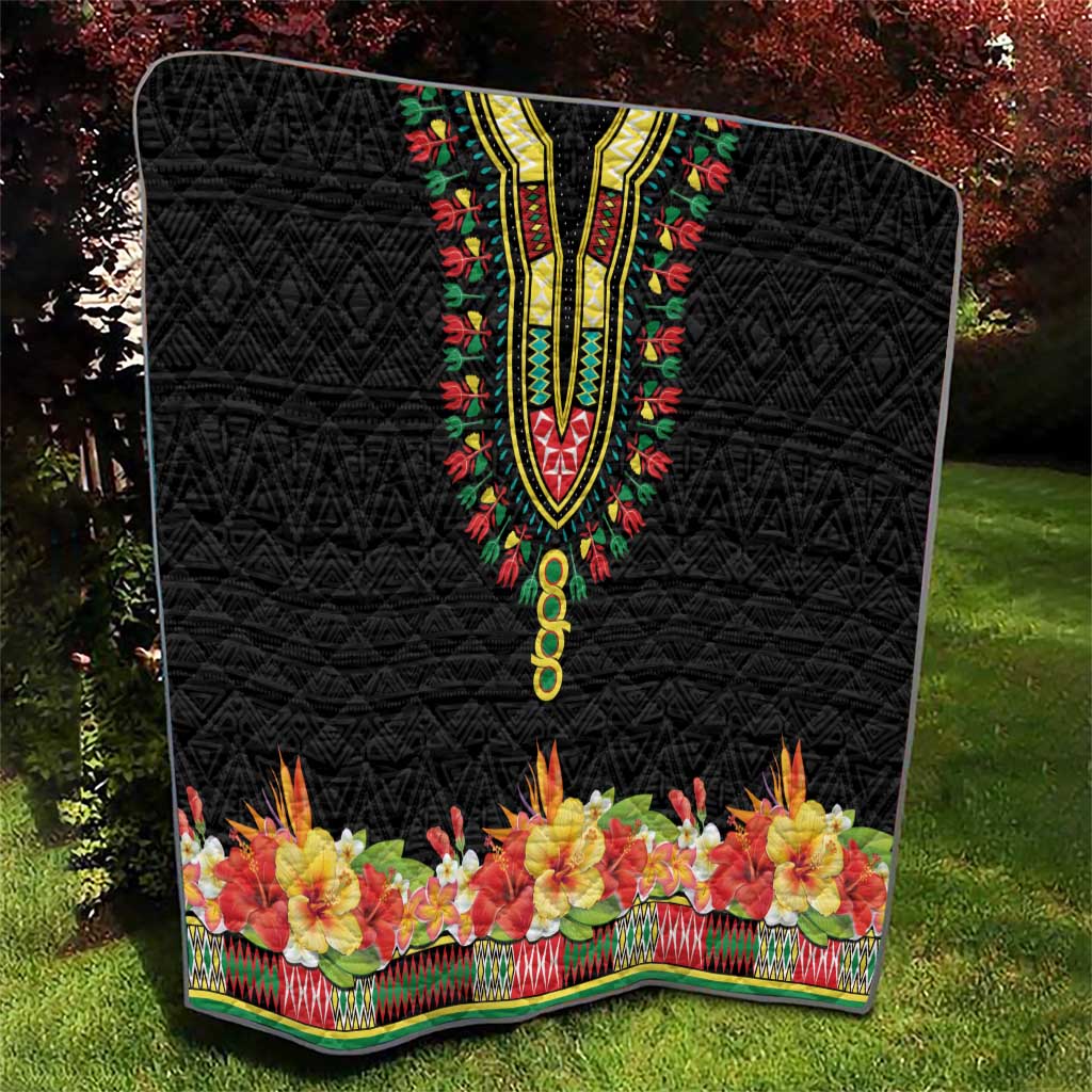Hibiscus Mix Dashiki African Pattern Quilt Adinkra Symbol - Wonder Print Shop