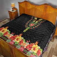 Hibiscus Mix Dashiki African Pattern Quilt Adinkra Symbol - Wonder Print Shop