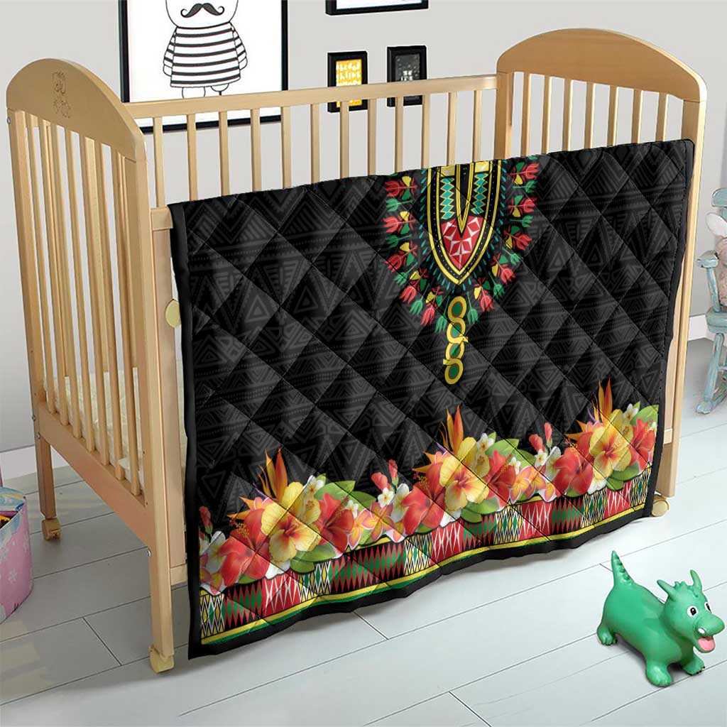 Hibiscus Mix Dashiki African Pattern Quilt Adinkra Symbol - Wonder Print Shop