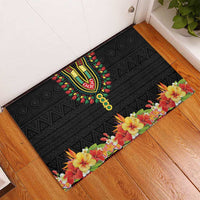 Hibiscus Mix Dashiki African Pattern Rubber Doormat Adinkra Symbol - Wonder Print Shop