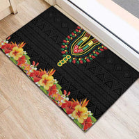 Hibiscus Mix Dashiki African Pattern Rubber Doormat Adinkra Symbol - Wonder Print Shop
