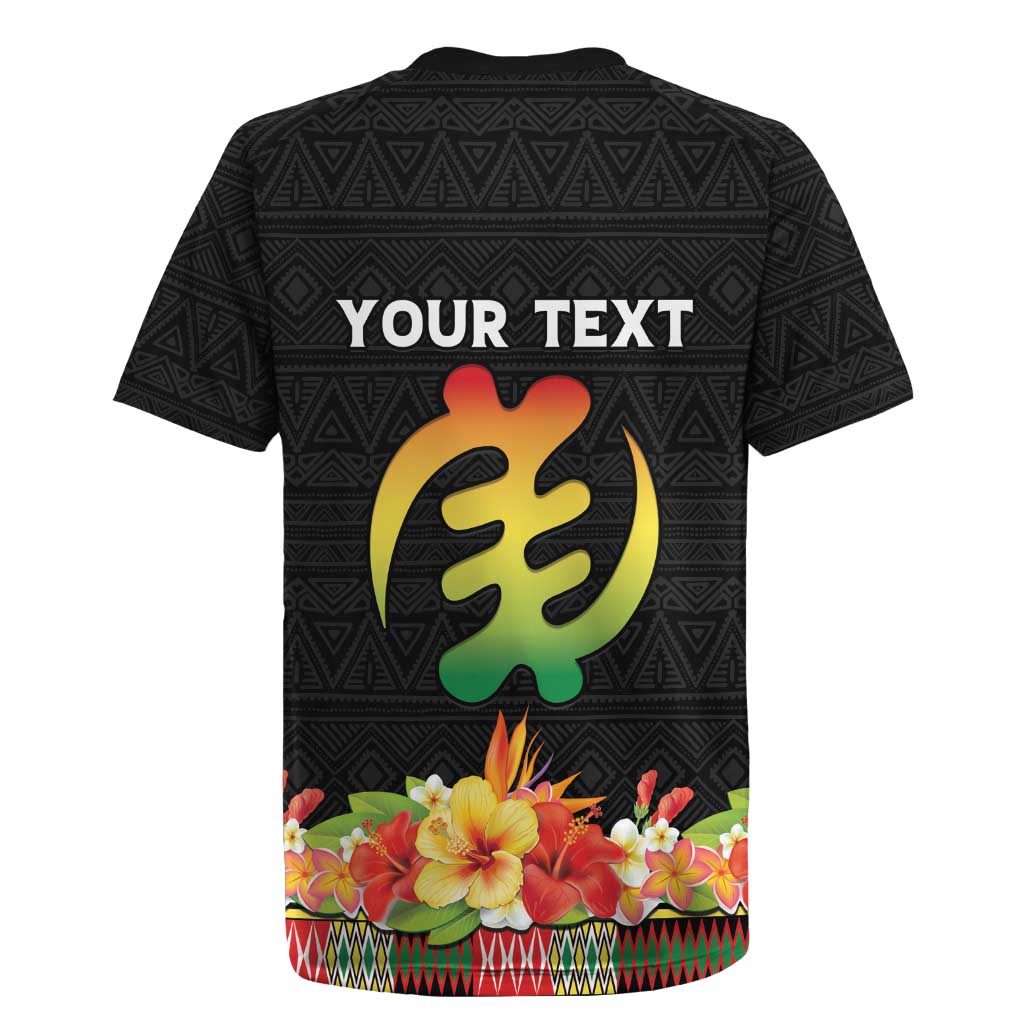 Personalized Hibiscus Mix Dashiki African Pattern Rugby Jersey Adinkra Symbol - Wonder Print Shop