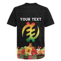 Personalized Hibiscus Mix Dashiki African Pattern Rugby Jersey Adinkra Symbol - Wonder Print Shop